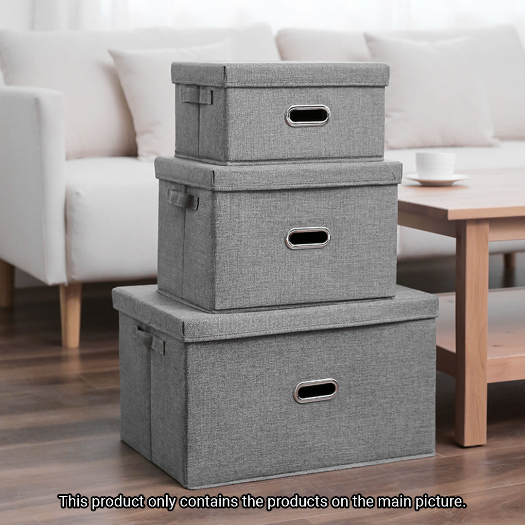 SOGA Grey Large Foldable Canvas Storage Box Cube Clothes Basket Organiser Home Decorative Box • LUZ-SBox003