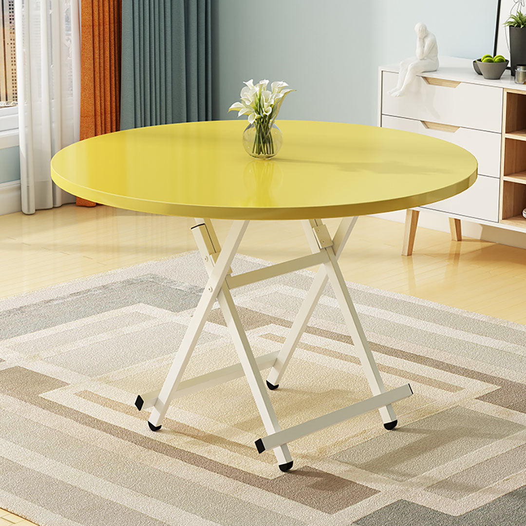 SOGA Yellow Dining Table Portable Round Surface Space Saving Folding Desk Home Decor • LUZ-TableRD725
