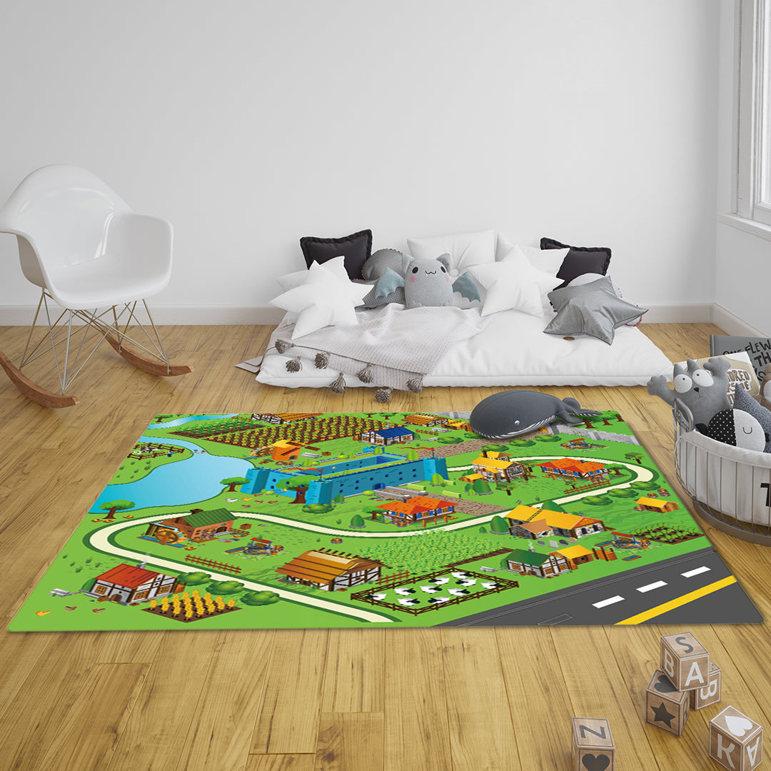 SOGA 2X 120cm Kids Rug Street Map Play Mat, Educational Baby Theme Park Area Rugs • LUZ-KidCarpet601X2