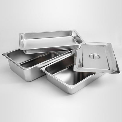 SOGA 2X Gastronorm GN Pan Full Size 1/1 GN Pan 10cm Deep Stainless Steel Tray • LUZ-GastronormPans5404X2
