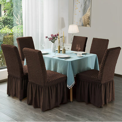 SOG 2X Coffee Chair Cover Seat Protector with Ruffle Skirt Stretch Slipcover Wedding Party Home Decor • LUZ-Chaircov24DX2