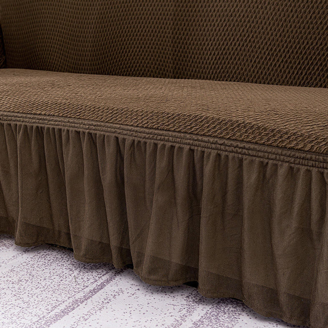 SOGA 3-Seater Coffee Sofa Cover with Ruffled Skirt Couch Protector High Stretch Lounge Slipcover Home Decor • LUZ-SofaCov3