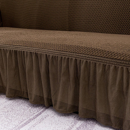 SOGA 3-Seater Coffee Sofa Cover with Ruffled Skirt Couch Protector High Stretch Lounge Slipcover Home Decor • LUZ-SofaCov3