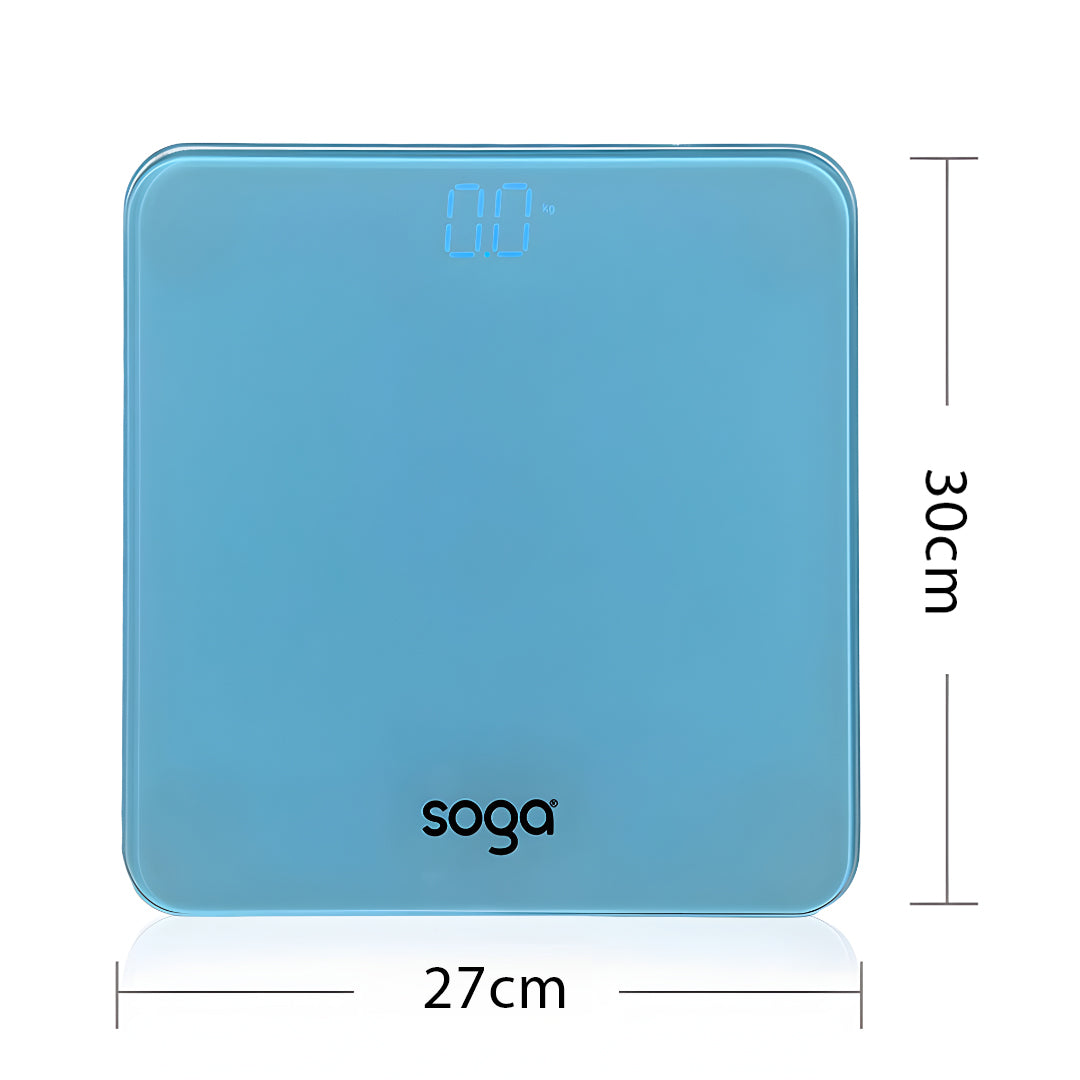 SOGA 180kg Digital Fitness Weight Bathroom Gym Body Glass LCD Electronic Scales Blue LUZ-BodyWeightScaleBlue