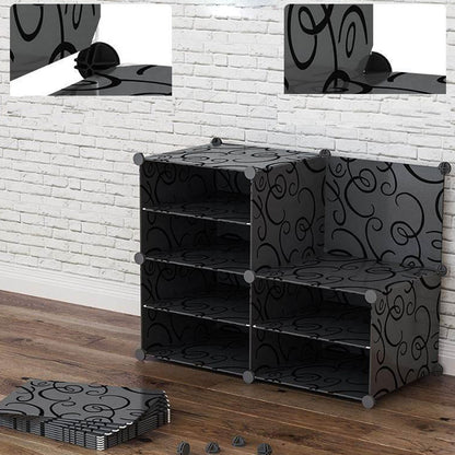 SOGA 10 Cubes Black Portable Wardrobe Divide-Grid Modular Storage Organiser Foldable Closet with Doors • LUZ-Wrobe3522