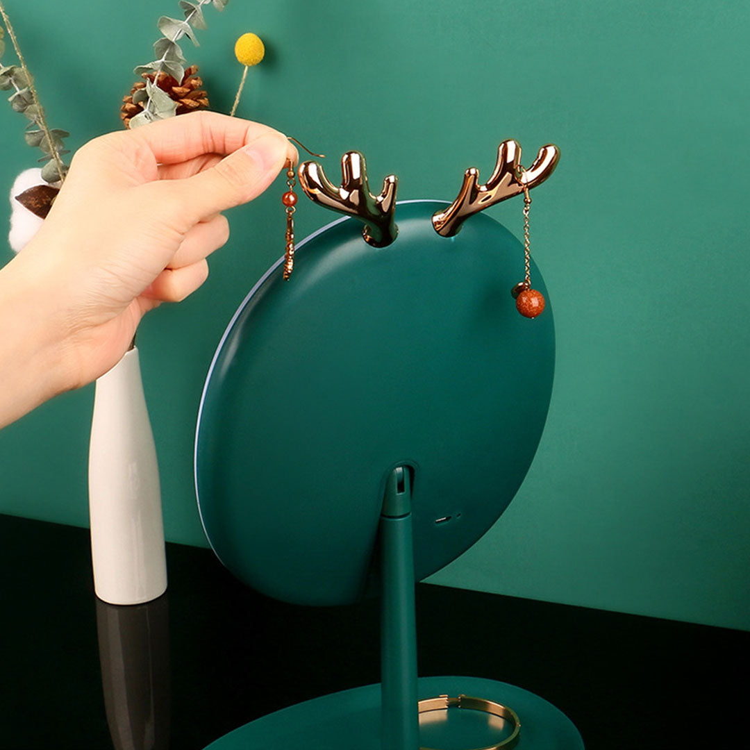 SOGA Green Antler LED Light Makeup Mirror Tabletop Vanity Home Decor • LUZ-BathG534