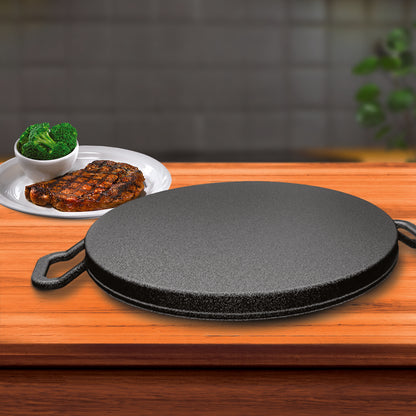 SOGA 2X 28cm Ribbed Cast Iron Frying Pan Skillet Coating Steak Sizzle Platter • LUZ-ZPai024BX2