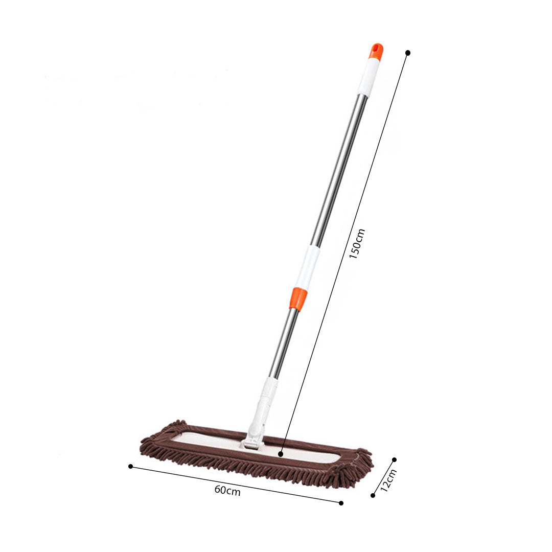SOGA 60x12 Coffee Microfiber Flat Mop Floor Cleaning Pads Rotating Dust Remover • LUZ-MopCof60