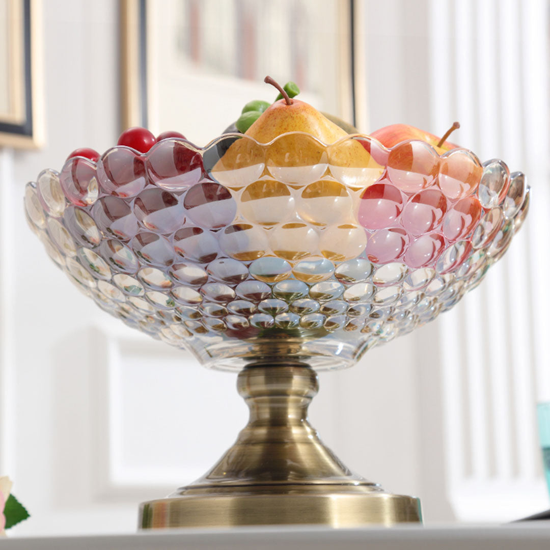 SOGA Bronze Pedestal Crystal Glass Fruit Bowl Candy Holder Countertop Dessert Serving Basket Decor • LUZ-Plate6063