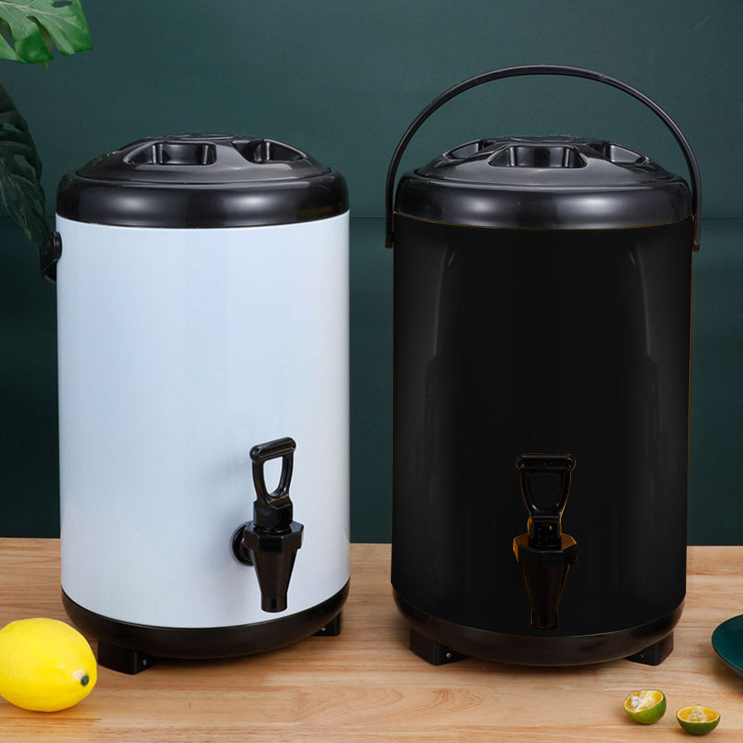 SOGA 2X 8L Stainless Steel Insulated Milk Tea Barrel Hot and Cold Beverage Dispenser Container with Faucet Black • LUZ-VICDispenser8LBLKX2