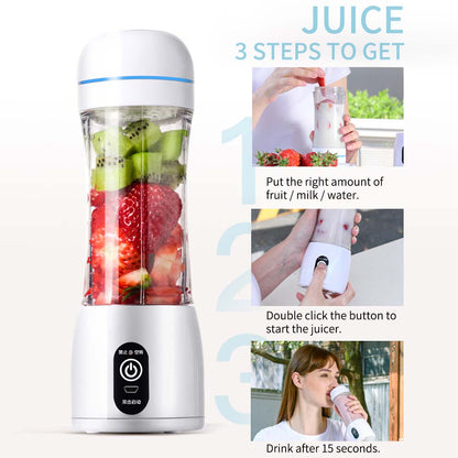 SOGA 2X 380ml Portable Mini USB Rechargeable Handheld Fruit Mixer Juicer Blue • LUZ-JuicerMiniBlueX2