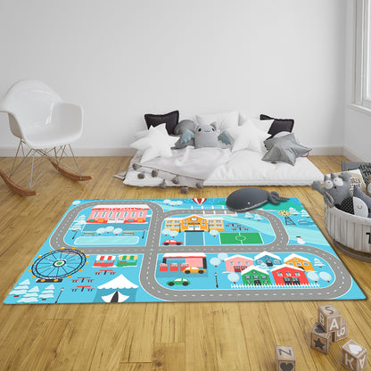 SOGA 2X 20cm Kids Rug Street Map Play Mat, Educational Baby Theme Park Area Rugs • LUZ-KidCarpet602X2
