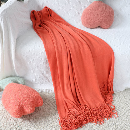 SOGA Orange Acrylic Knitted Throw Blanket Solid Fringed Warm Cozy Woven Cover Couch Bed Sofa Home Decor • LUZ-Blanket911