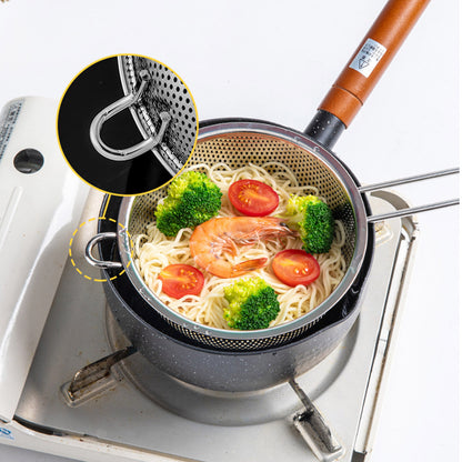 SOGA Stainless Steel Perforated Colander Fine Mesh Net Food Strainer Basket with Handle Skimmer Sieve Set • LUZ-NetColanderSet