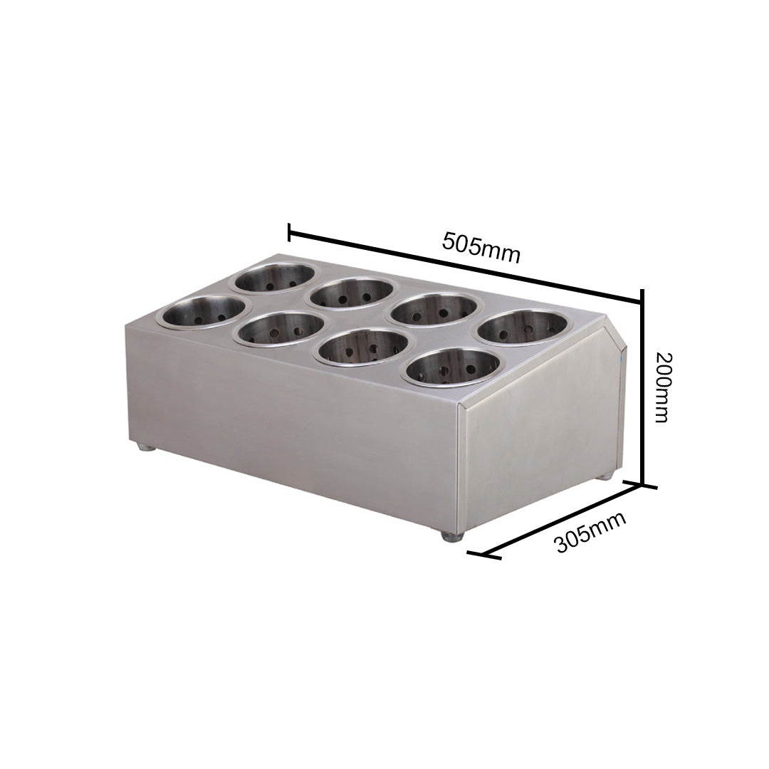 SOGA 2X 18/10 Stainless Steel Commercial Conical Utensils Cutlery Holder with 8 Holes • LUZ-CutleryHolder4606X2