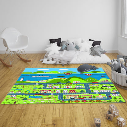 SOGA 2X 120cm Kids Rug Street Map Play Mat, Educational Baby Theme Park Area Rugs • LUZ-KidCarpet603X2