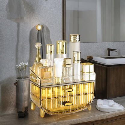 SOGA 3 Tier Golden Yellow Multifunctional Countertop Cosmetic Storage Makeup Skincare Holder Jewelry Cabinet Bathroom Desk Drawer Vanity Organiser • LUZ-BathC124