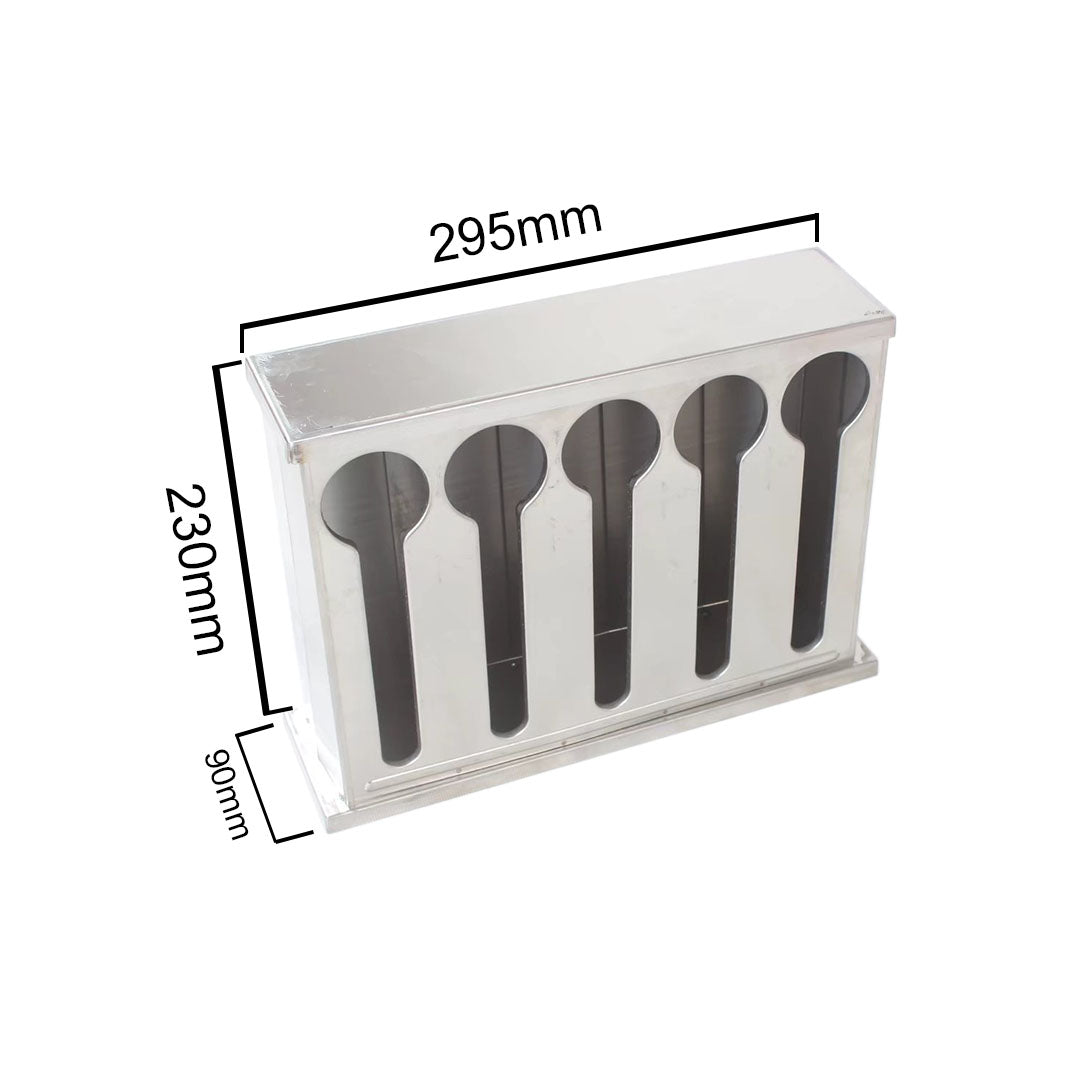 SOGA 2X Stainless Steel Buffet Restaurant Spoon Utensil Holder Storage Rack 5 Holes • LUZ-CutleryHolder4632X2