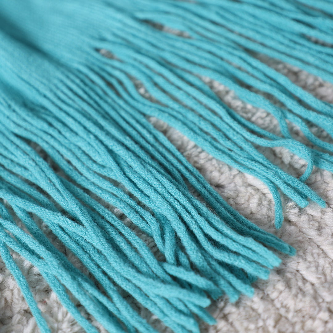 SOGA Teal Acrylic Knitted Throw Blanket Solid Fringed Warm Cozy Woven Cover Couch Bed Sofa Home Decor • LUZ-Blanket908
