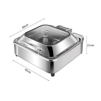 SOGA Stainless Steel Square Chafing Dish Tray Buffet Cater Food Warmer Chafer with Top Lid • LUZ-ChafingDish2104