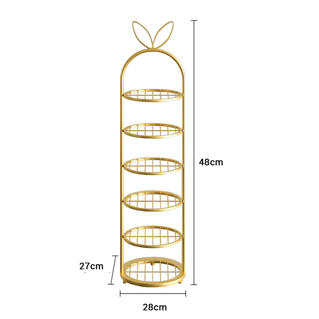 SOGA 6 Tier Bunny Ears Shape Gold Plated Metal Shoe Organizer Space Saving Portable Footwear Storage Shelf • LUZ-FPotXJ09