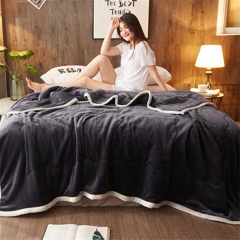 SOGA 2X Dark Grey Throw Blanket Warm Cozy Double Sided Thick Flannel Coverlet Fleece Bed Sofa Comforter • LUZ-Blanket303X2