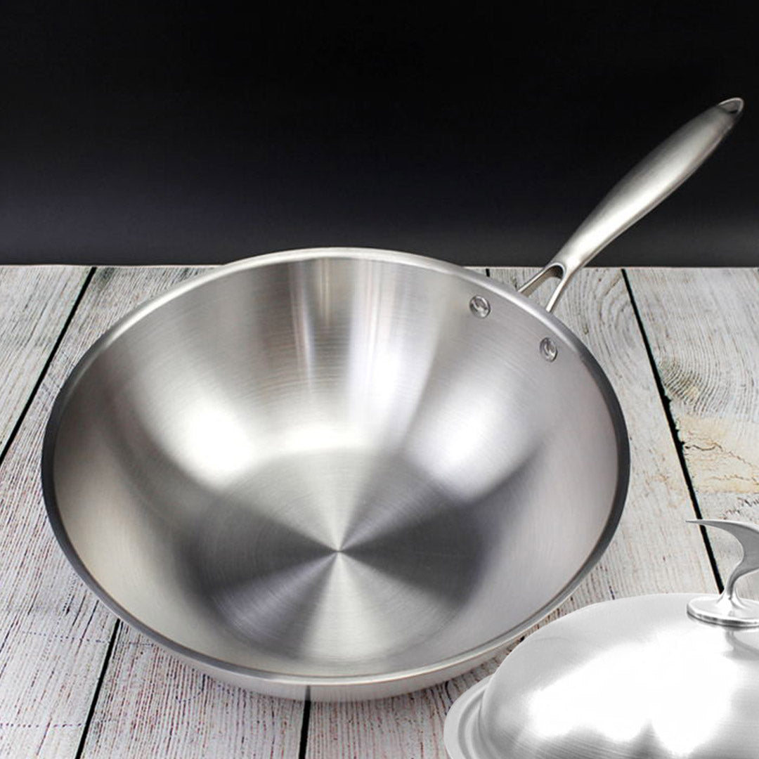 SOGA 18/10 Stainless Steel Fry Pan 32cm Frying Pan Top Grade Cooking Skillet with Lid • LUZ-TRIFPI32