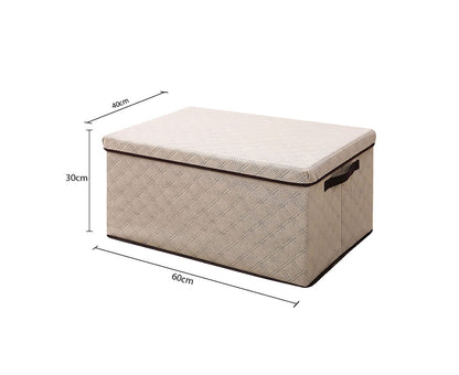 SOGA 2X Extra Large Beige Non-Woven Diamond Quilt Grid Fabric Storage/Organizer Box • LUZ-SBox048X2