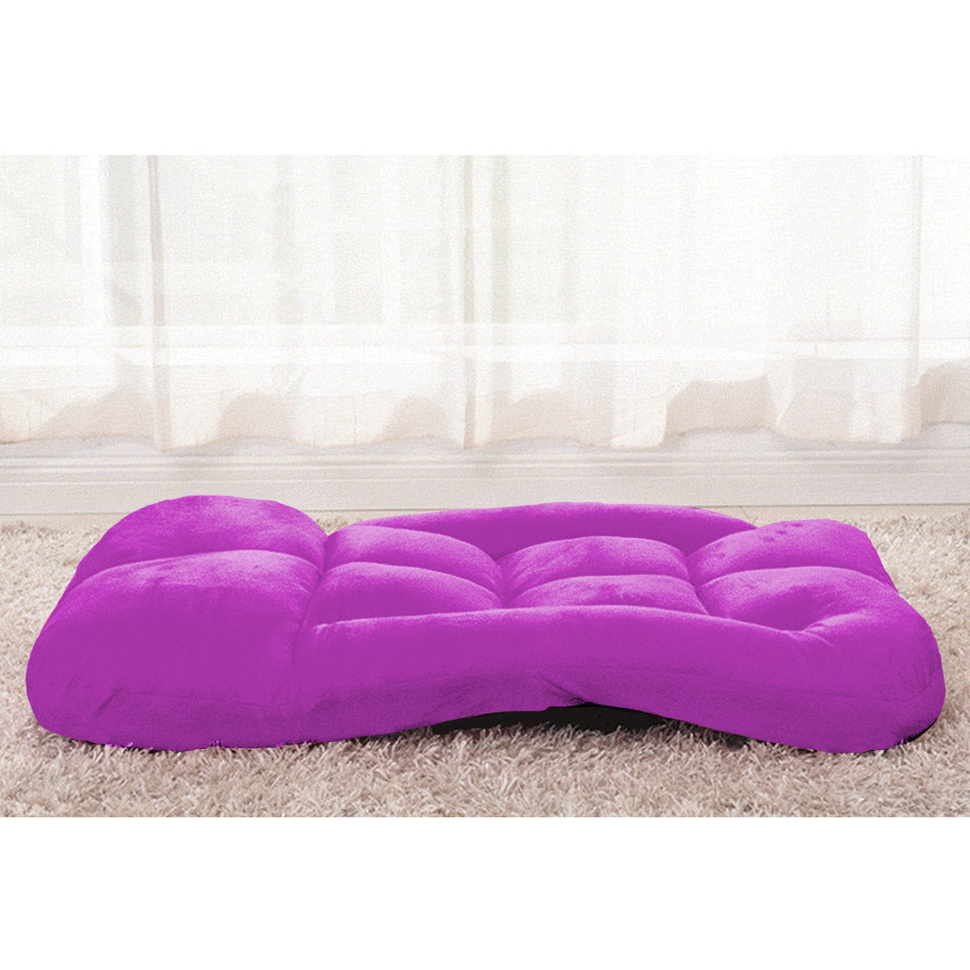 SOGA 4X Foldable Lounge Cushion Adjustable Floor Lazy Recliner Chair with Armrest Purple • LUZ-LoungeKidPurpleX4
