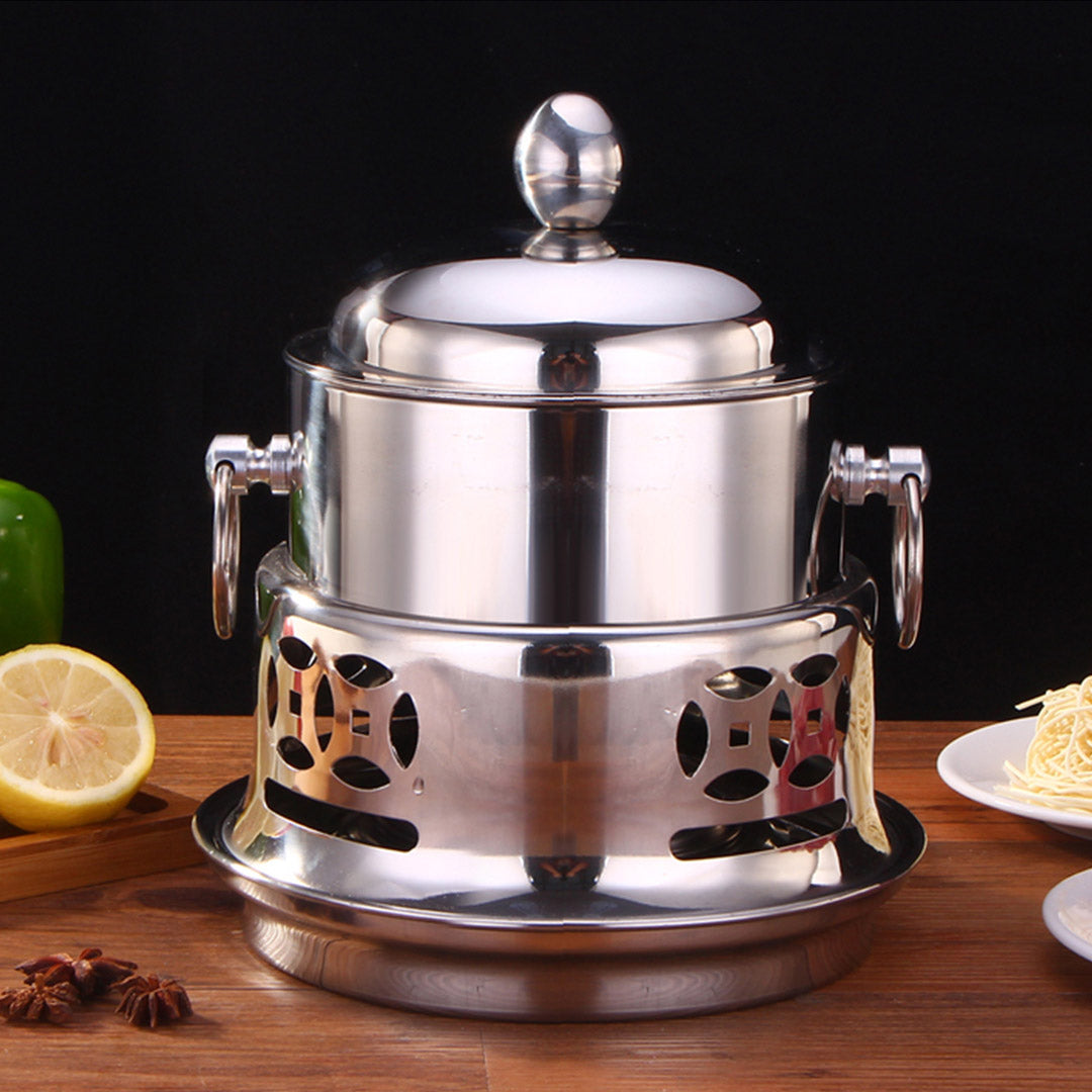 SOGA 4X Stainless Steel Mini Asian Buffet Hot Pot Single Person Shabu Alcohol Stove Burner with Lid • LUZ-ChafingDishHotPot4X4