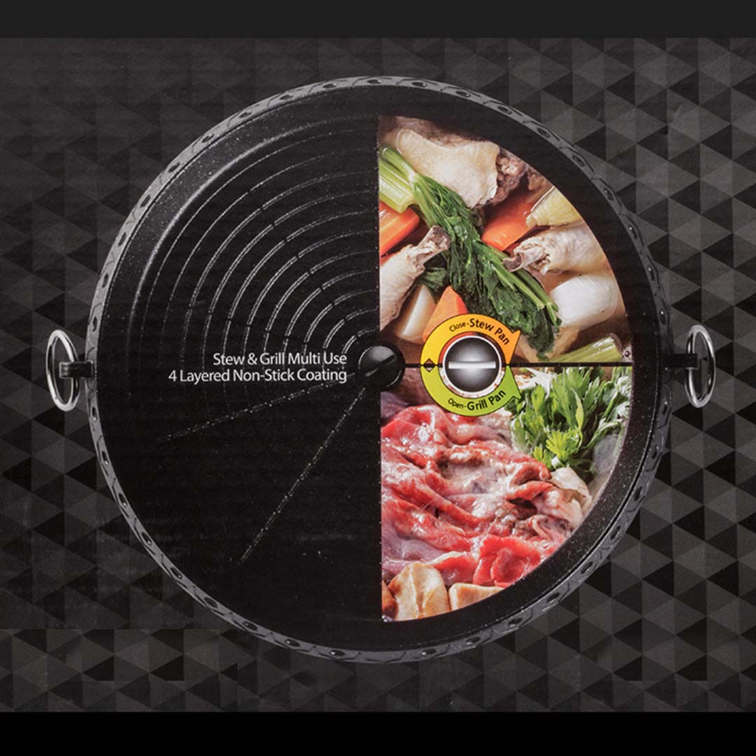 SOGA 2X Portable Korean BBQ Butane Gas Stove Stone Grill Plate Non Stick Coated Round • LUZ-StoneBBQPlateRoundX2