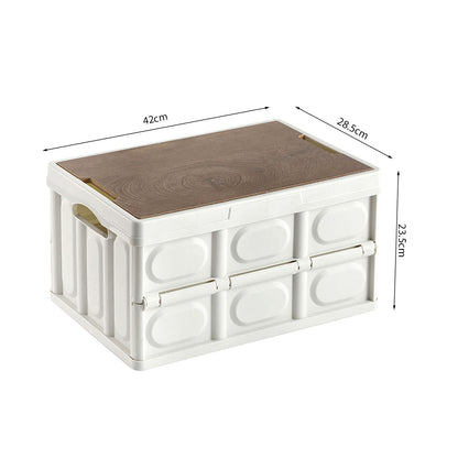 SOGA 42x28.5cm 30L White Car & Camping Foldable Storage Box Crate Stackable Container No Handle • LUZ-StorageBox3702