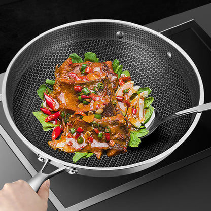 SOGA 2X 34cm Stainless Steel Tri-Ply Frying Cooking Fry Pan Textured Non Stick Skillet with Glass Lid and Helper Handle • LUZ-FryPanTRIFPYZ34X2
