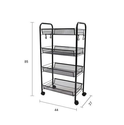 SOGA 2X 4 Tier Steel Black Bee Mesh Kitchen Cart Multi-Functional Shelves Portable Storage Organizer with Wheels • LUZ-KitchenXY037X2