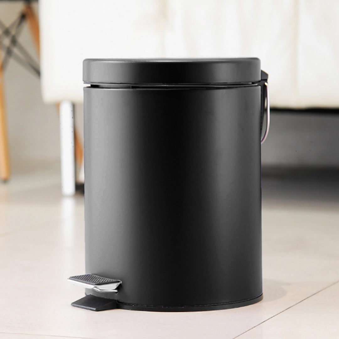 SOGA 2X Foot Pedal Stainless Steel Rubbish Recycling Garbage Waste Trash Bin Round 12L Black • LUZ-RubbishBinRound12LBlackX2