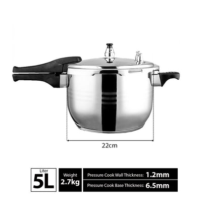 5L Commercial Grade Stainless Steel Pressure Cooker • LUZ-StainlessSteelPressureCooker5L