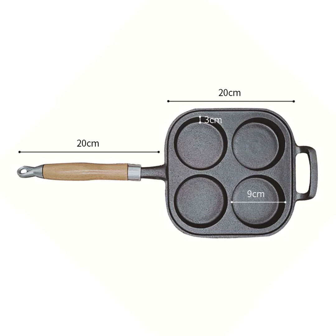 SOGA 4 Mold Cast Iron Breakfast Fried Egg Pancake Omelette Fry Pan • LUZ-ZPaiB6