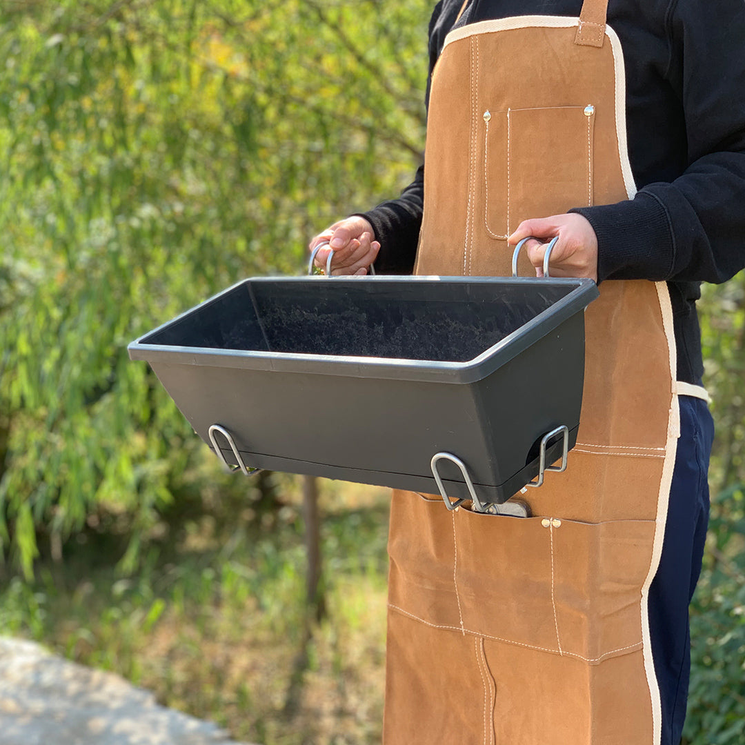 SOGA 49.5cm Black Rectangular Planter Vegetable Herb Flower Outdoor Plastic Box with Holder Balcony Garden Decor Set of 3 • LUZ-PlantBox3G