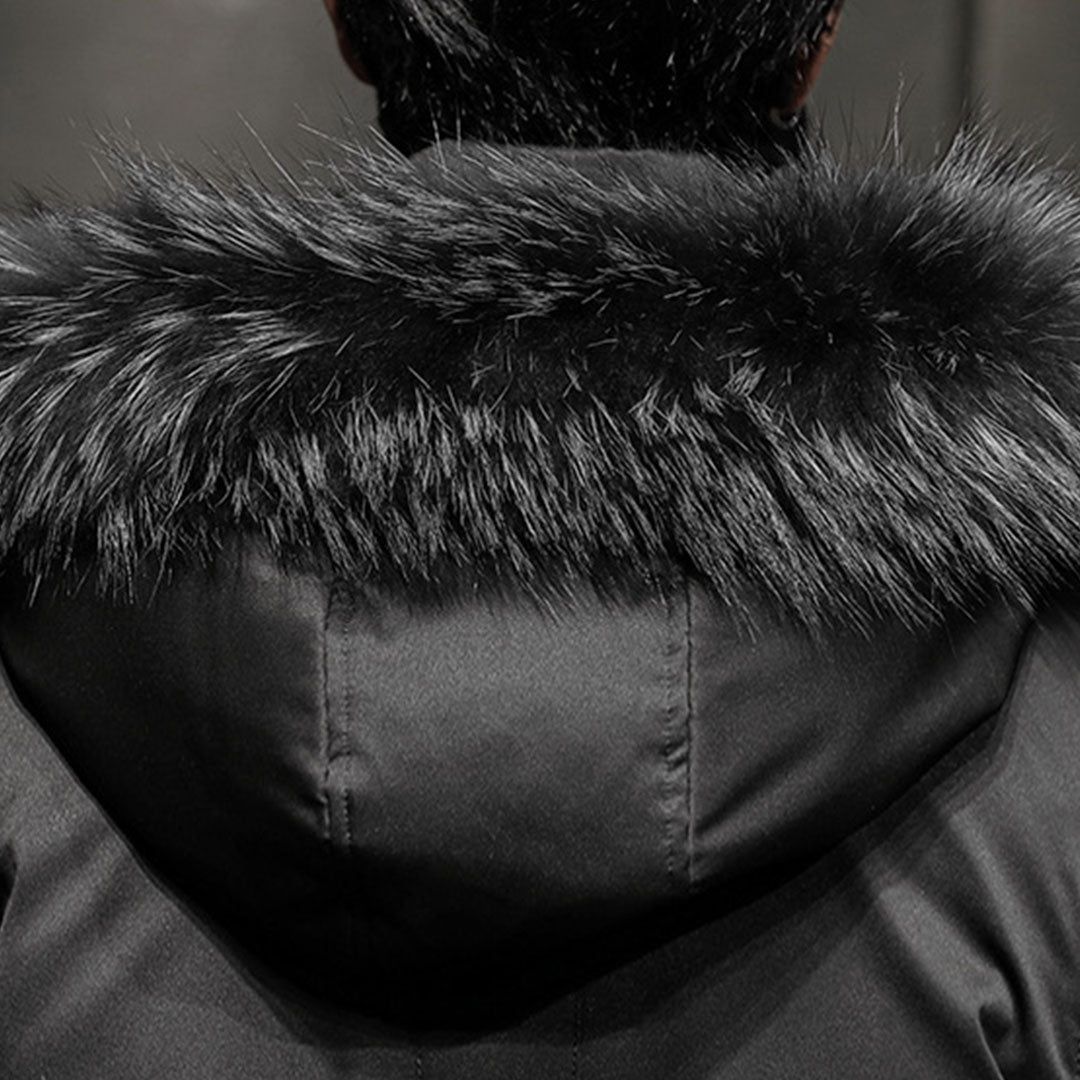 abbee Black Large Winter Fur Hooded Down Jacket Stylish Lightweight Quilted Warm Puffer Coat • LUZ-DJ-886A