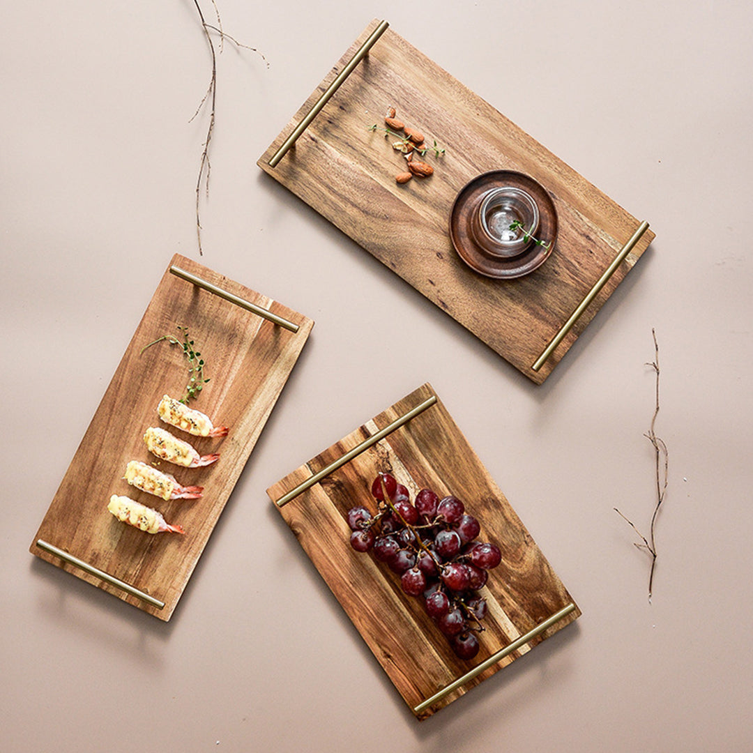 SOGA 2X 30cm Brown Rectangle Wooden Acacia Food Serving Tray Charcuterie Board Centerpiece  Home Decor • LUZ-WodC236X2