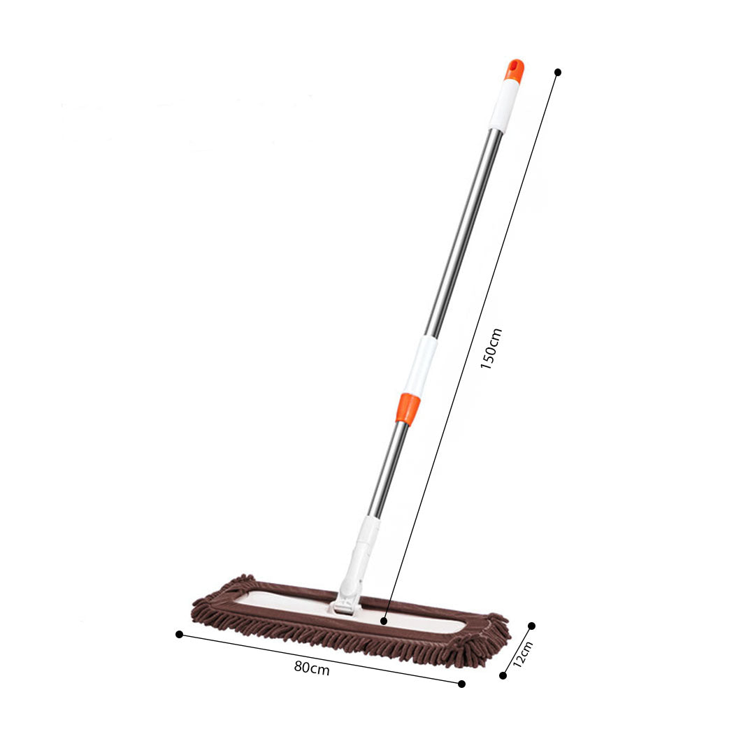 SOGA 80x12 Coffee Microfiber Flat Mop Floor Cleaning Pads Rotating Dust Remover • LUZ-MopCof80