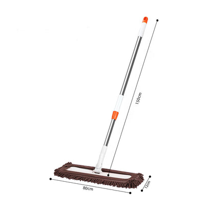 SOGA 80x12 Coffee Microfiber Flat Mop Floor Cleaning Pads Rotating Dust Remover • LUZ-MopCof80