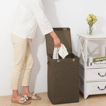 SOGA Coffee Medium Collapsible Laundry Hamper Storage Box Foldable Canvas Basket Home Organiser Decor • LUZ-SBox105