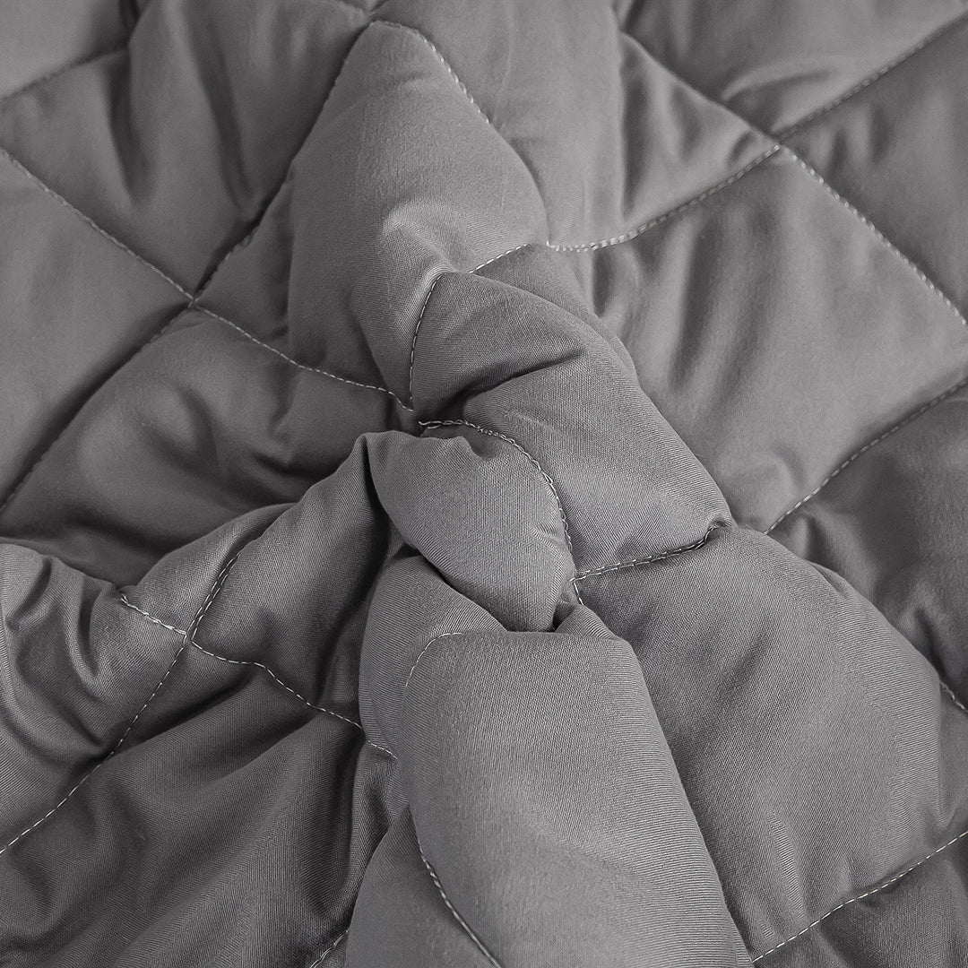 SOGA Grey 153cm Wide Cross-Hatch Mattress Cover Thick Quilted Stretchable Bed Spread Sheet Protector with Pillow Covers • LUZ-BCover4006