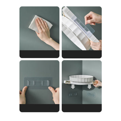 SOGA 2X Green 360 Degree Wall-Mounted Rotating Bathroom Organiser Corner Vanity Rack Toilet Adhesive Storage Shelf • LUZ-BathA005X2