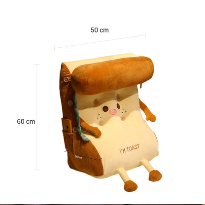 SOGA Cute Face Toast Bread Wedge Cushion Stuffed Plush Cartoon Back Support Pillow Home Decor • LUZ-SCushion024