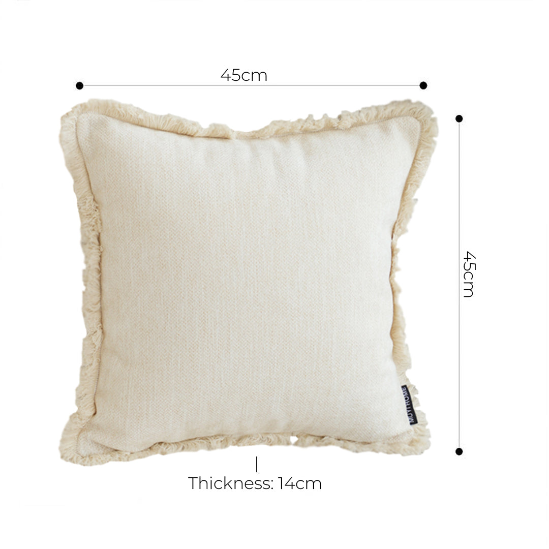 SOGA 45cm Throw Pillow White Chenille Textured with Tassels Stylish Square Cozy Home Decor LUZ-FrenchCushion277