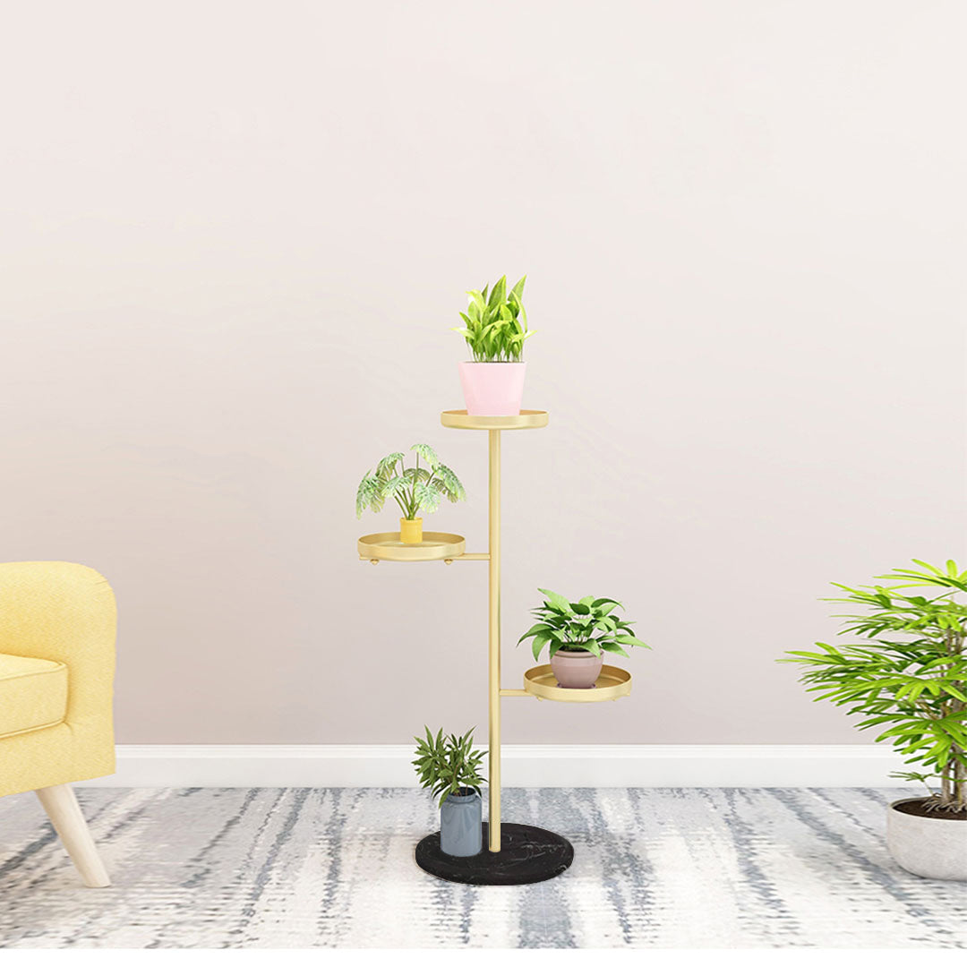 SOGA 2X 3 Tier Gold Round Plant Stand Flowerpot Tray Display Living Room Balcony Metal Decorative Shelf • LUZ-FPotH103X2