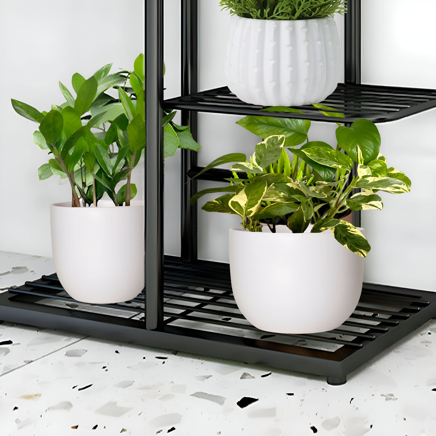 SOGA 2X 8 Tier 9 Pots Black Metal Plant Stand Flowerpot Display Shelf Rack Indoor Home Office Decor • LUZ-FPotH06X2