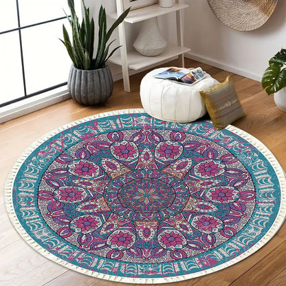 SOGA 120cm Mandala Area Rug for Living Room Lounge, Bedroom, Anti-slip Doormat, Home Decor • LUZ-CarpetYH02Lge